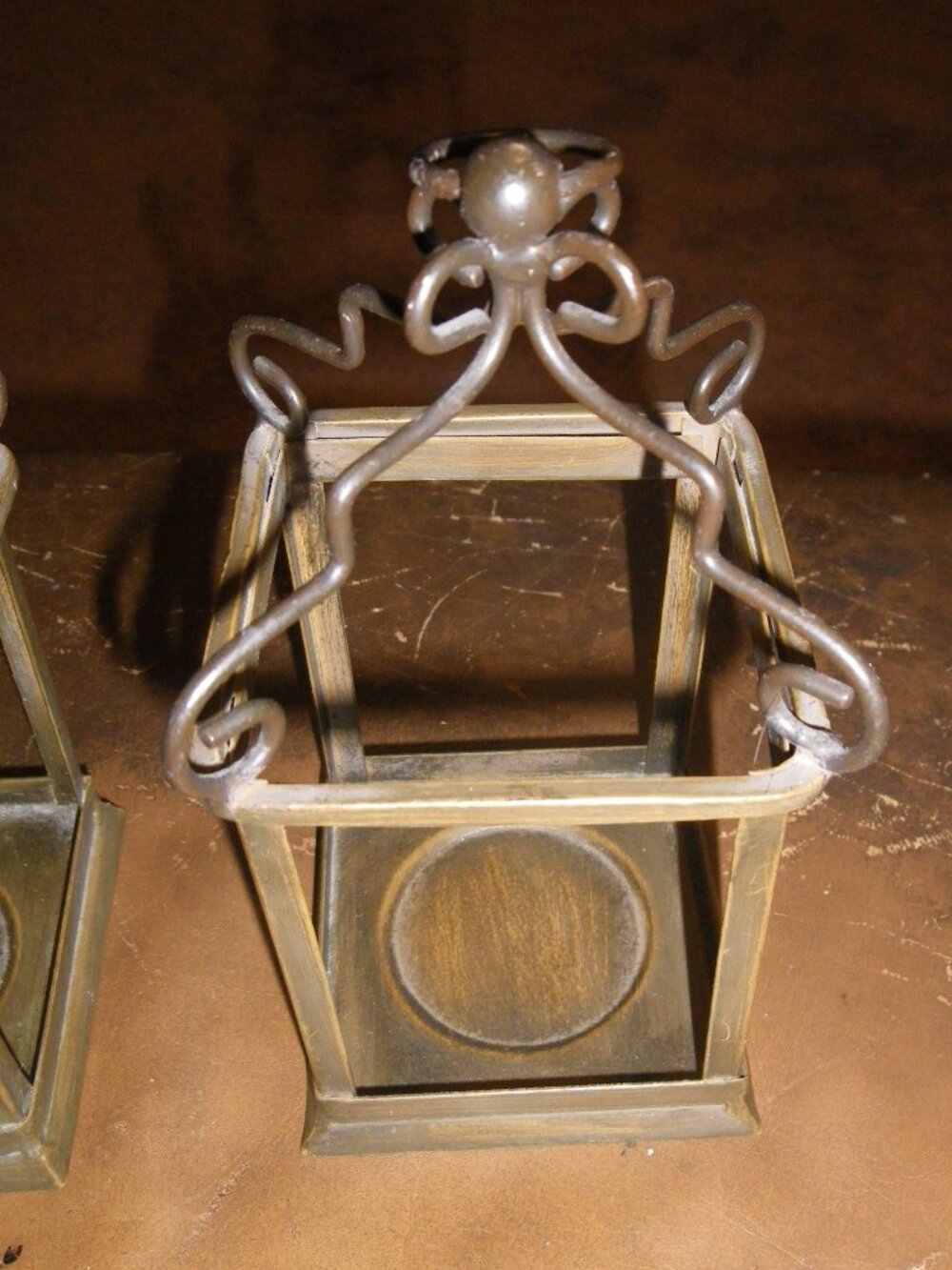 2 Small Metal Lantern Style Candle Holders Super Cute - Picture 2 of 3